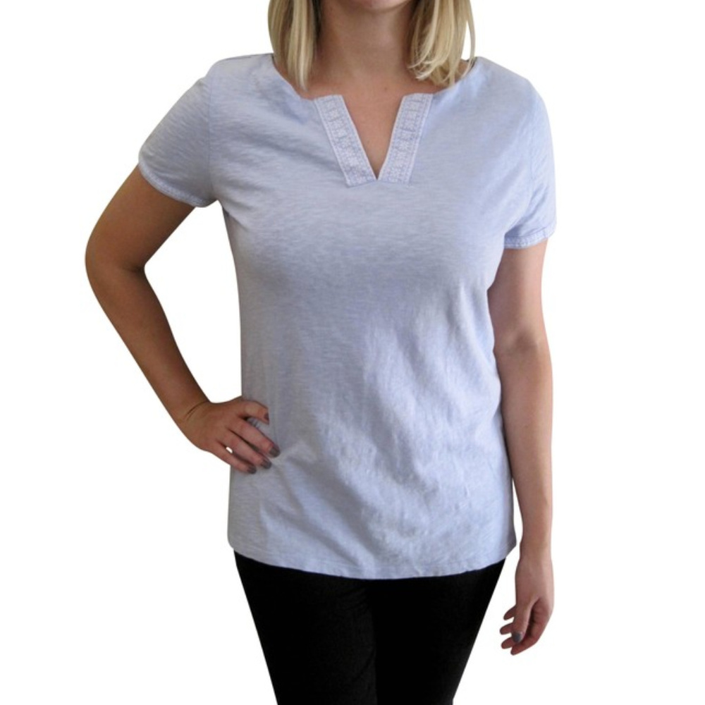 TALBOTS LIGHT BLUE 100% COTTON LINEN TOP MEDIUM - Picture 1 of 6